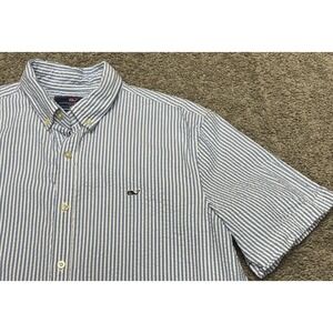 Vineyard Vines Blue Stripe Stretch Slim Fit Button Up Whale Shirt Mens Large EUC